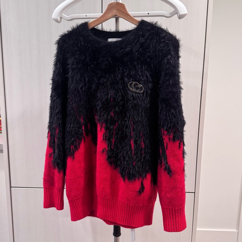 Men’s Runway style Black and Red Crew Neck Sweater